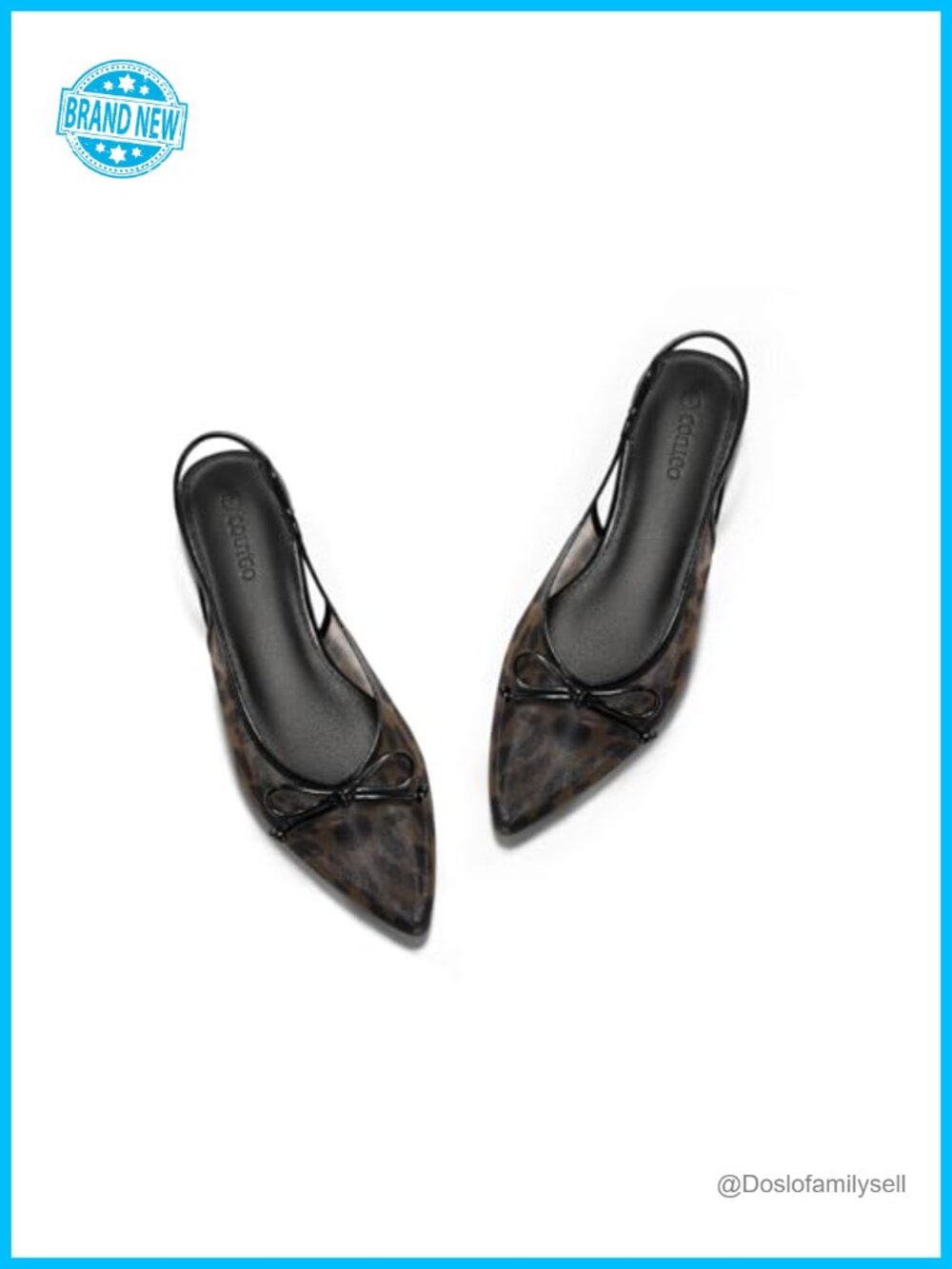 Mesh Slingback Ballet Flats Bow Pointed Toe Low Heel Dress Shoes